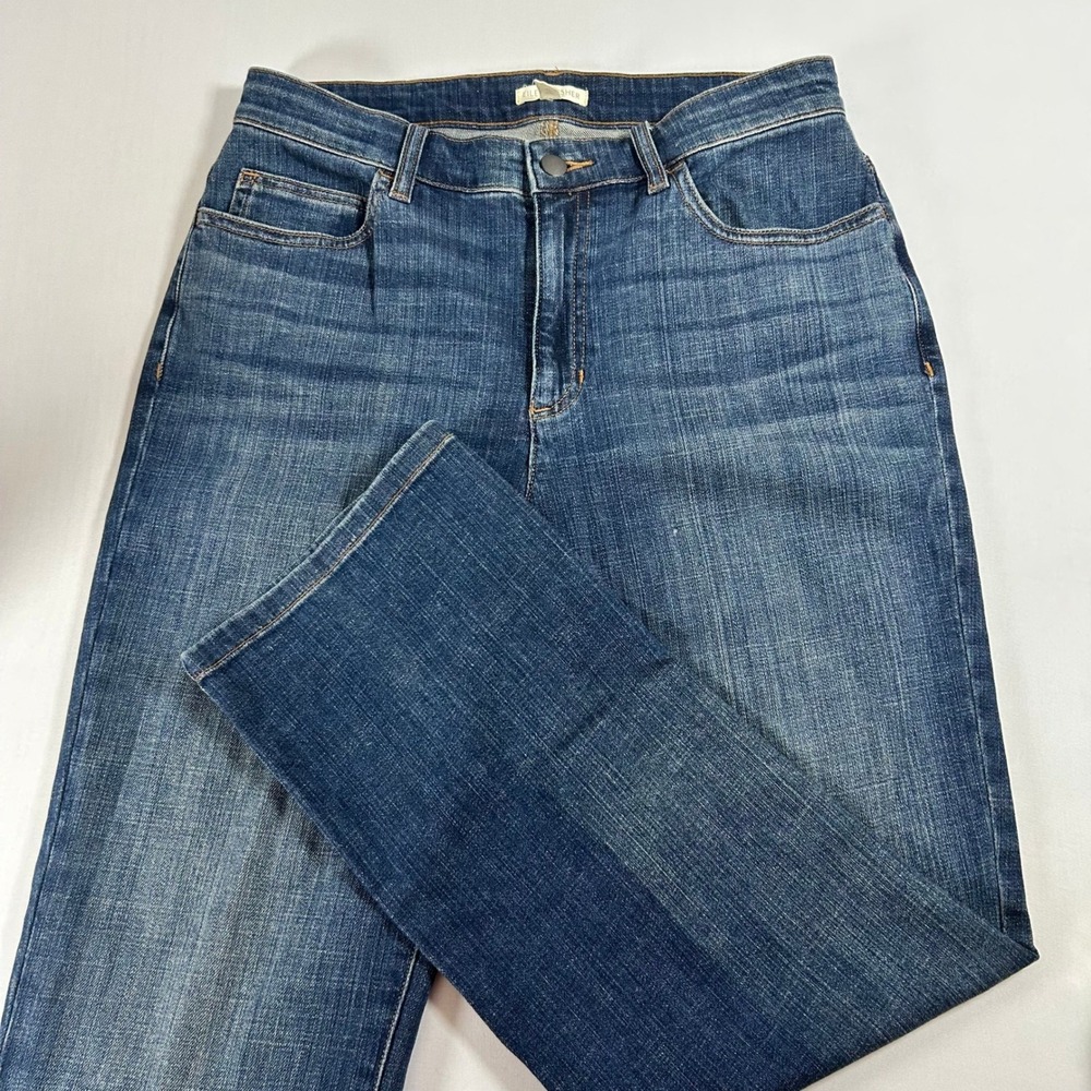 Eileen Fisher Jeans Women 8 Blue Organic Cotton Stretch Straight Leg Denim